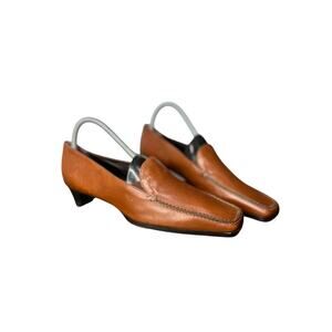 Vintage Donna Carolina Brown Italian Leather  Loafers 38